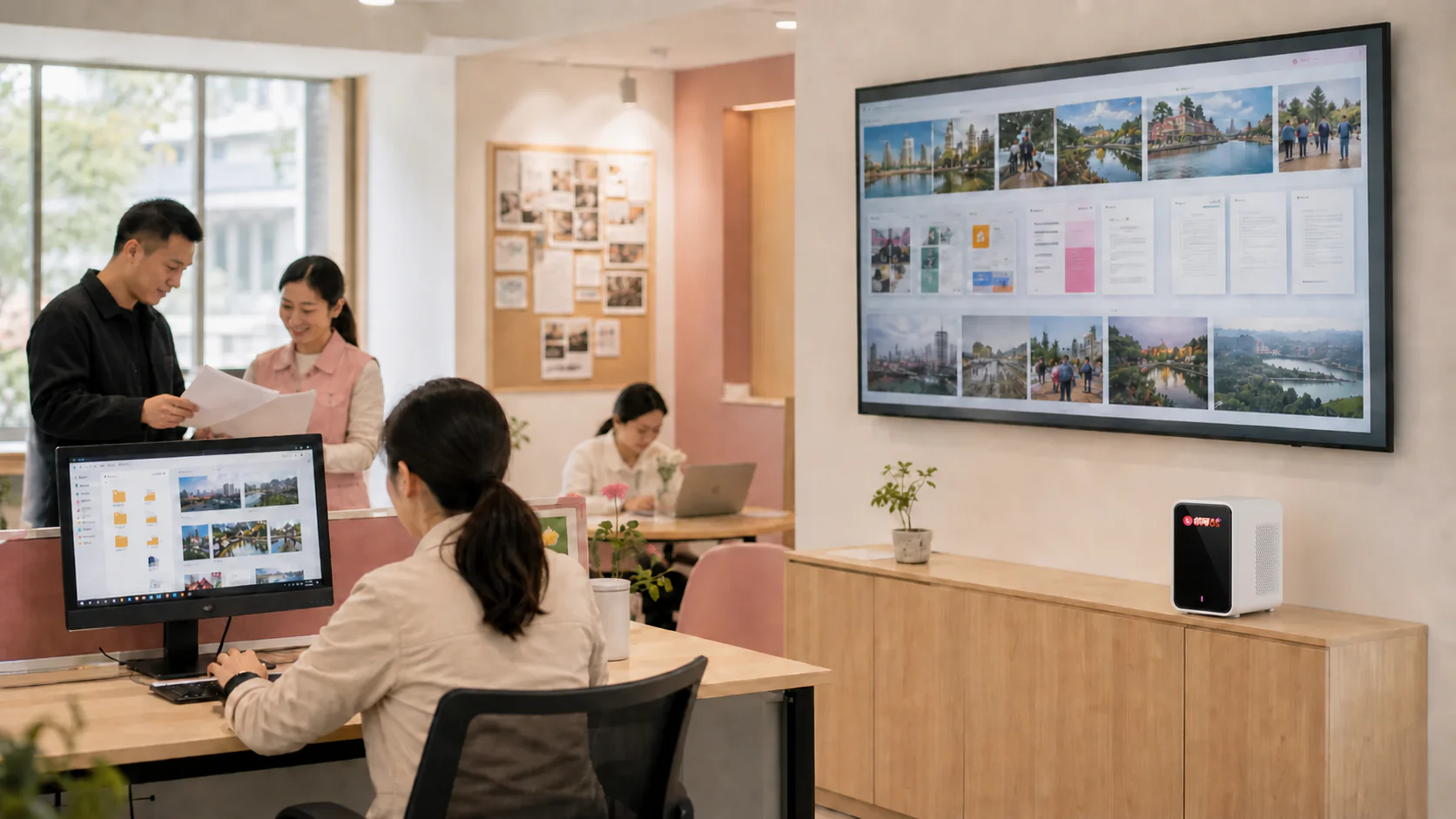 社区工作人员使用 LinAI Cub C1 协同整理社区资料